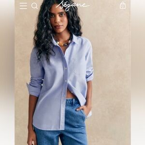 Sézane Light Blue Tomboy Shirt 36